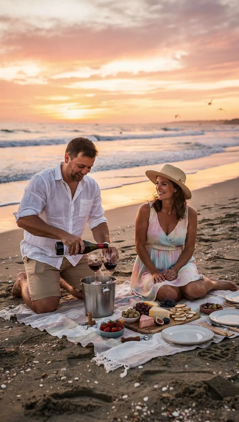 Zachód słońca widoczny z pokładu jachtu, tworzący magiczną atmosferę.